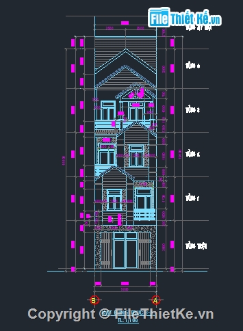 nhà phố 4 tầng,Bản vẽ nhà phố,nhà 4 tầng,nhà phố 4 tầng 5x22.19m