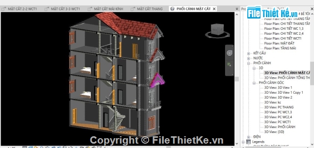 Nhà phố 4 Tầng 7x13m,Nhà phố,Bản vẽ kiến trúc Nhà phố,Revit nhà phố 4 tầng,Bản vẽ nhà phố 4 tầng