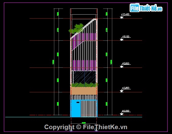 Bản vẽ nhà phố 4 tầng,Bản vẽ nhà phố 4 tầng hiện đại,bản vẽ nhà phố mặt tiền 3.3m,3.3x13.2m