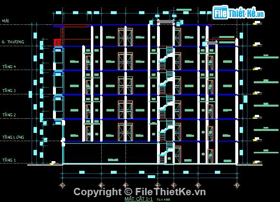 Bản vẽ nhà phố,nhà 5 tầng,kiến trúc 5 tầng,nhà phố 5 tầng,bản vẽ nhà 4.1m x 24.5m