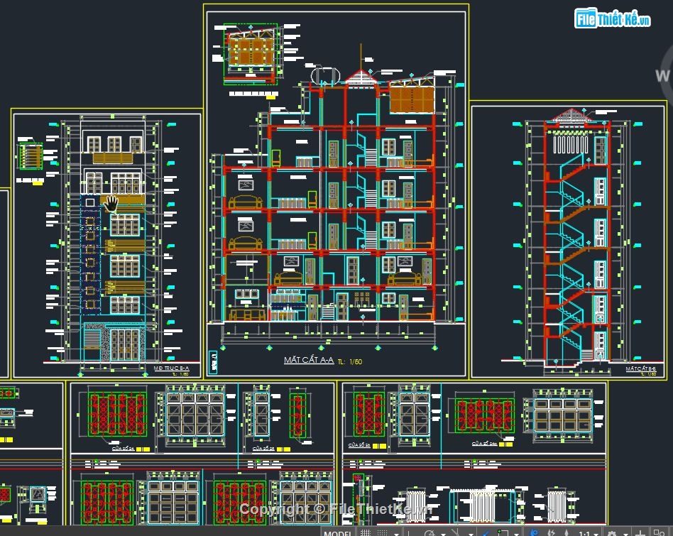 Bản vẽ nhà phố 5 tầng,nhà phố 5.5 tầng 5.54x16.4m,Hồ sơ cad nhà phố 5.5 tầng,File cad nhà phố 5.5 tầng