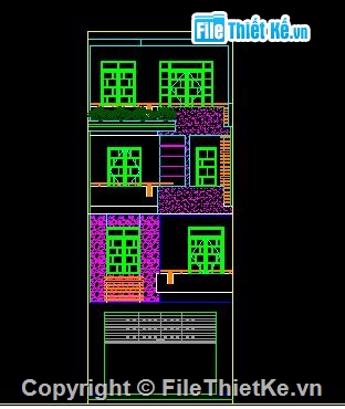 Bản vẽ nhà phố,nhà 4 tầng,Nhà phố 5x19m,thiết kế nhà phố