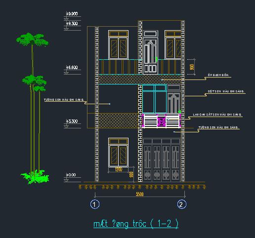 Bản vẽ nhà phố,Nhà phố có đất hình thang,Bản vẽ autocad,nhà mặt phố