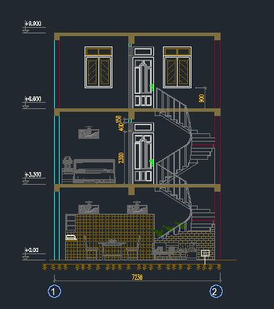 Bản vẽ nhà phố,Nhà phố có đất hình thang,Bản vẽ autocad,nhà mặt phố