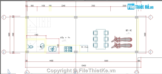 Bản vẽ nhà phố,Bản vẽ nhà phố 3.4x10.45m,kiến trúc nhà phố