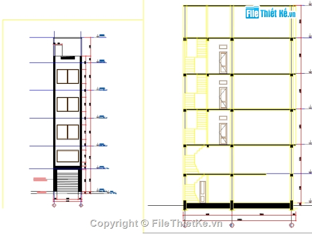 Bản vẽ nhà phố,Bản vẽ nhà phố 3.4x10.45m,kiến trúc nhà phố