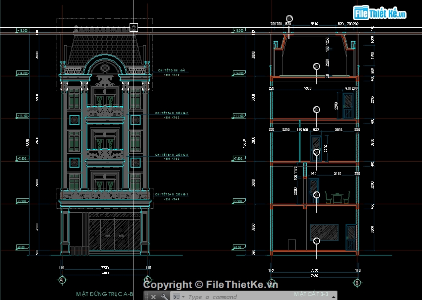 Nhà phố 4 tầng,bản vẽ nhà phố 4 tầng,Bản vẽ nhà phố 4 tầng đẹp,Autocad bản vẽ nhà phố 4 tầng