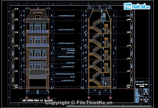 nhà phố  5 tầng,Bản vẽ nhà phố tân cổ điển,Nhà phố 5 tầng,Bản vẽ nhà phố 5 tầng