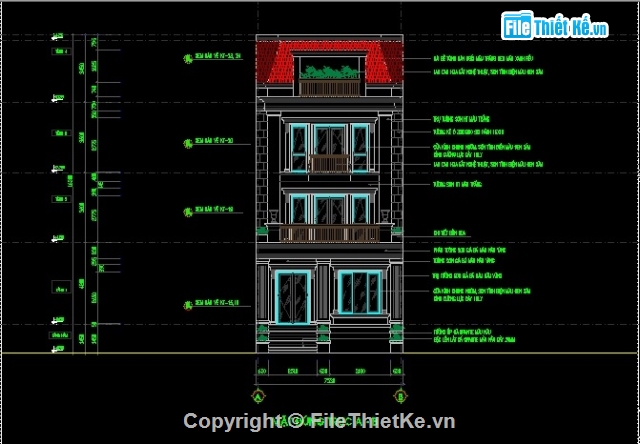 nhà phố tân cổ điển kích thước 7.5x21.3m,Nhà phố 7.5x21m,nhà phố tân cổ điển 4 tầng,bản vẽ nhà phố tân cổ điển 4 tầng 7.5x21m