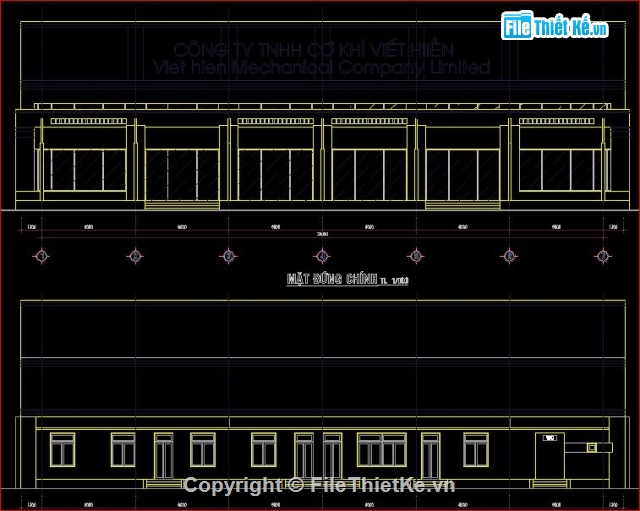 kết cấu kiến trúc  nhà shoowrom,Công ty TNHH cơ khí Viết Hiền,thiết kế showrom,showroom,bản vẽ 1 showroom bán hàng đẹp