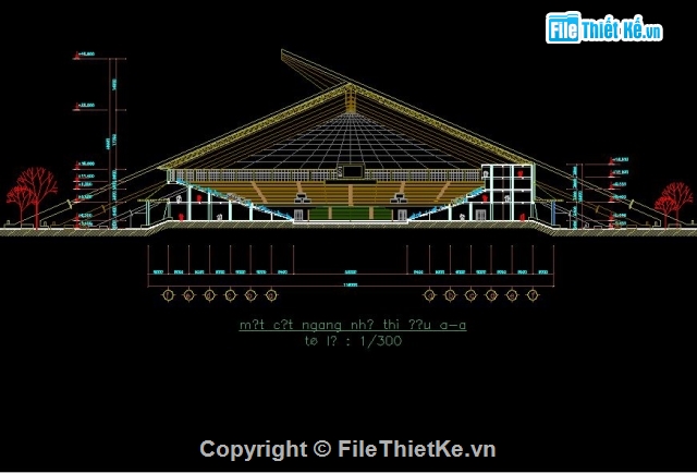 nhà thi đấu,Bản vẽ mặt bằng,Bản vẽ mặt đứng,sân vận động