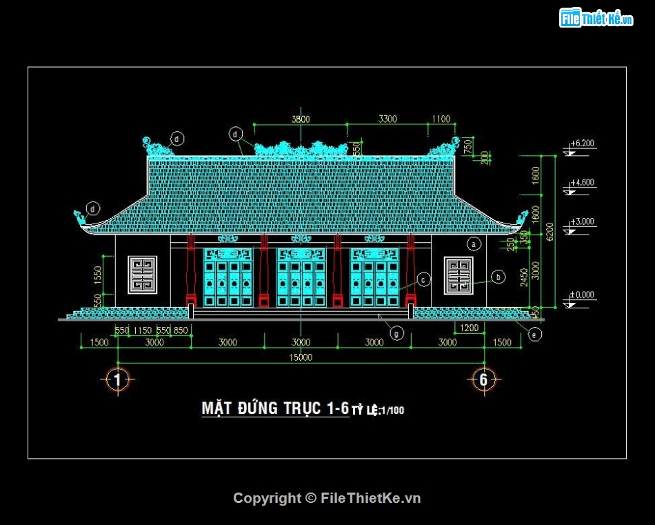 Bản vẽ nhà thờ họ 5 gian,Mẫu nhà thờ họ 5 gian,Thiết kế nhà thờ họ 5 gian,Hồ sơ thiết kế nhà thờ họ 5 gian