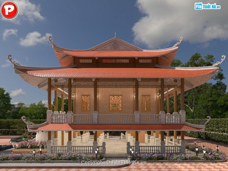 Bản vẽ nhà thờ họ,Bản vẽ nhà thờ họ đẹp,Bản vẽ nhà thờ họ 2 tầng