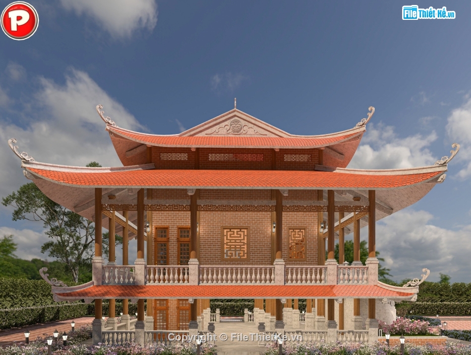 Bản vẽ nhà thờ họ,Bản vẽ nhà thờ họ đẹp,Bản vẽ nhà thờ họ 2 tầng
