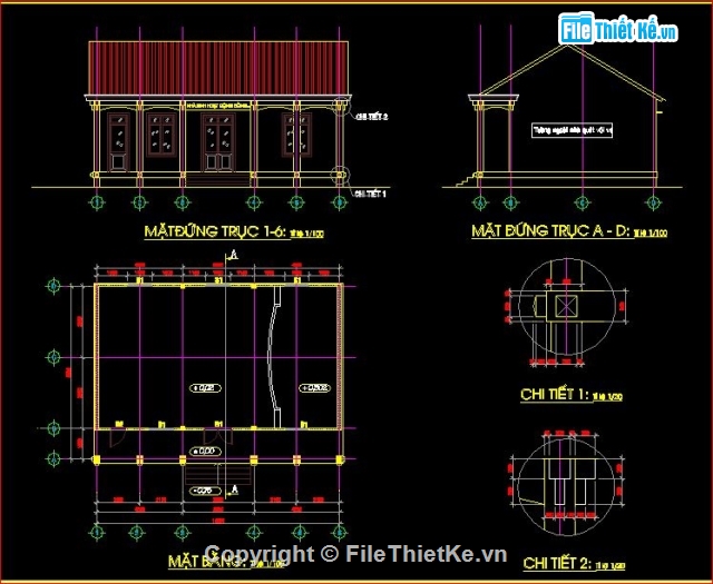 Bản vẽ nhà văn hóa,kết cấu nhà văn hóa,nhà văn hóa thôn Tân Lập