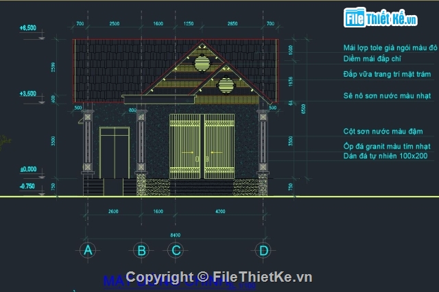 nhà vườn mái thái,nhà vườn kt 8.4x15.9m,mẫu nhà trệt đẹp,biệt thự nhà vườn,biệt thự 1 tầng