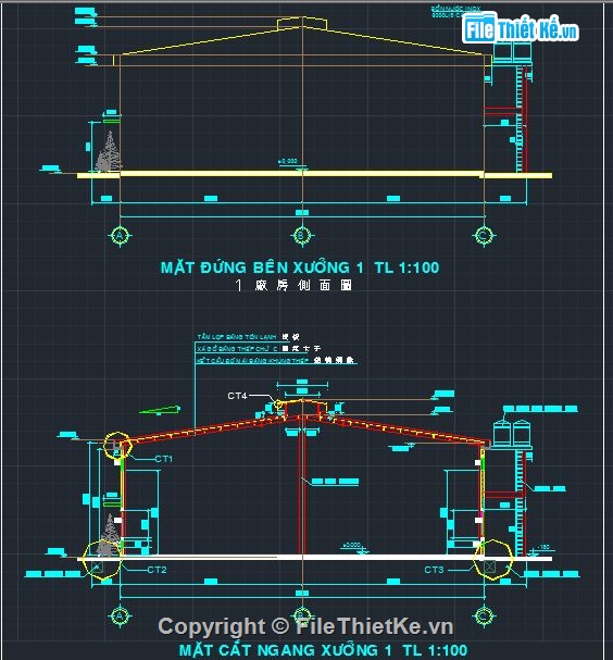 Bản vẽ nhà xưởng công nghiệp 26x48m