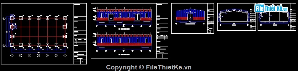 nhà xưởng,bản vẽ nhà xưởng,kết cấu nhà thép,nhà xưởng file cad,autocad nhà xưởng