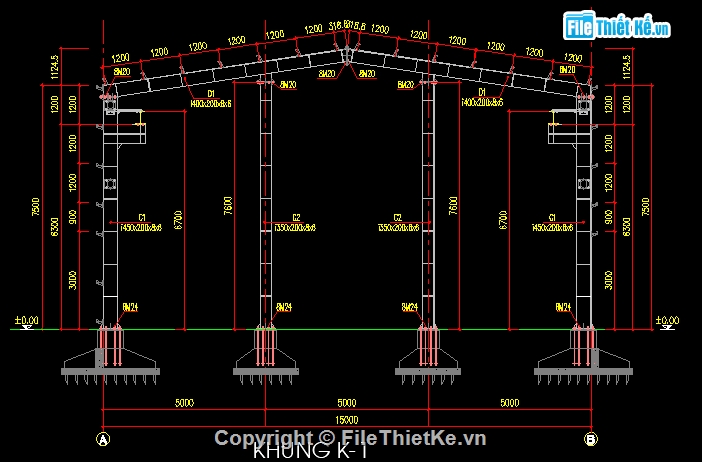 bản vẽ nhà xưởng,bản vẽ kết cấu thép nhịp 15m,bản vẽ vì kèo 15m,bản vẽ nhà kho,bản vẽ kết cấu thép