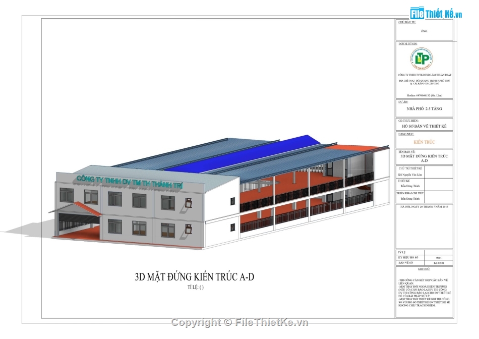 Trụ sở làm việc 2 tầng,Trụ sở làm việc revit,cafe revit,revit trụ sở kết hợp bán hàng,bản vẽ công ty 21.4x47.7m,Công ty TNHH DV thương mại Thành Trì