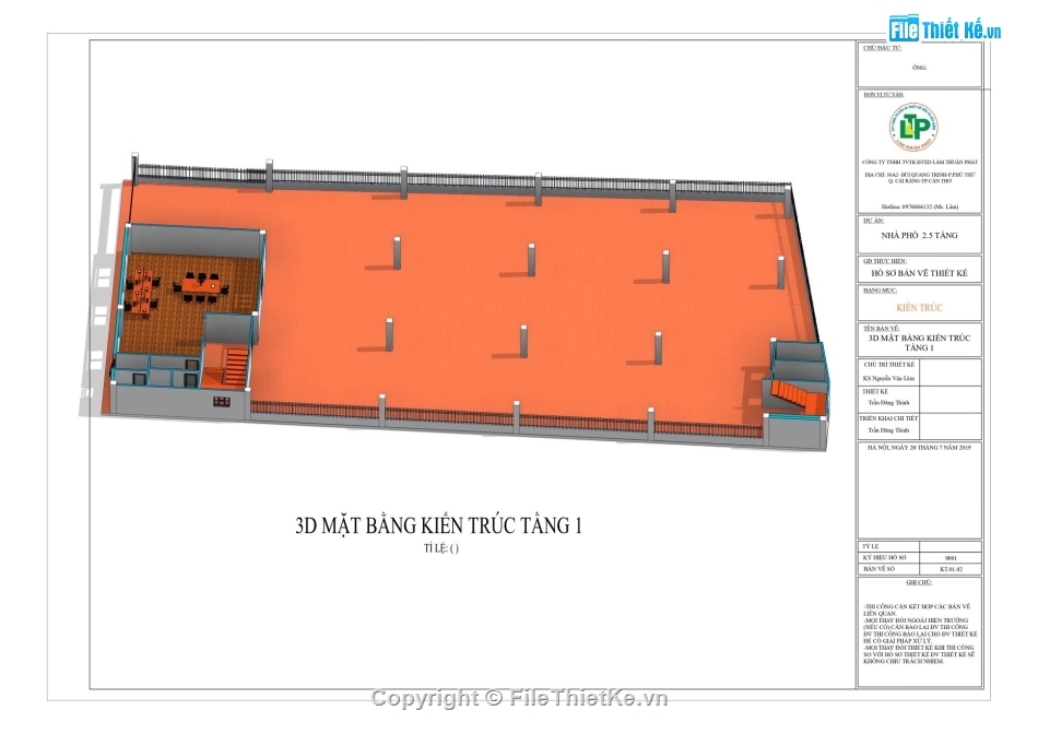 Trụ sở làm việc 2 tầng,Trụ sở làm việc revit,cafe revit,revit trụ sở kết hợp bán hàng,bản vẽ công ty 21.4x47.7m,Công ty TNHH DV thương mại Thành Trì