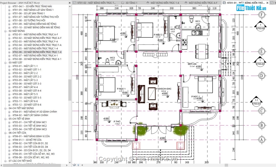 bản vẽ revit biệt thự 1 tầng,file revit biệt thự full,revit biệt thự 1 tầng,bản vẽ biệt thự revit