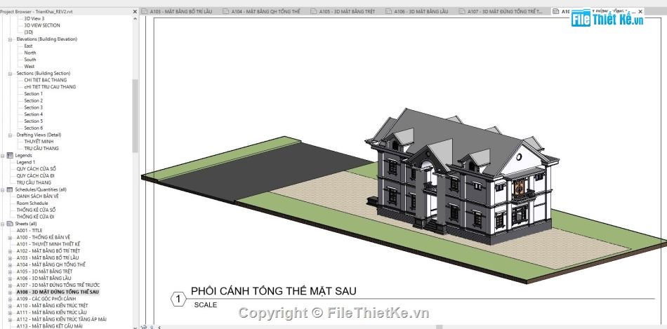 mẫu biệt thự 2 tầng revit,thiết kế biệt thự 2 tầng revit,bản vẽ biệt thự 2 tầng revit,biệt thự 2 tầng revit