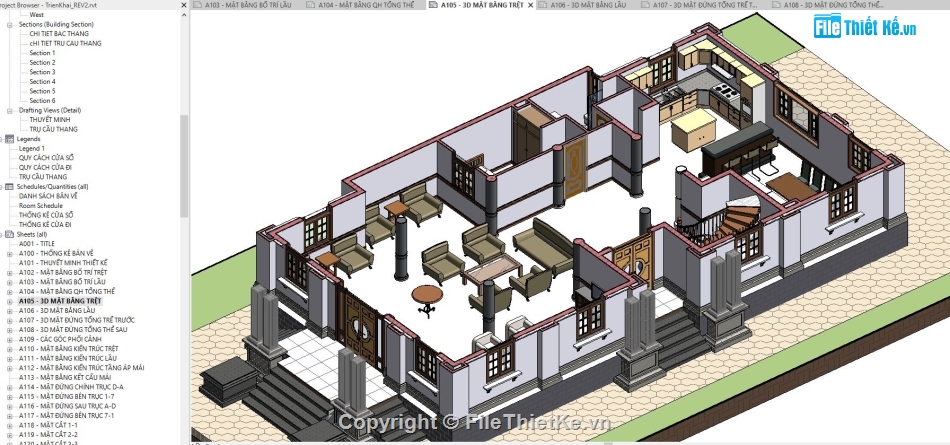 mẫu biệt thự 2 tầng revit,thiết kế biệt thự 2 tầng revit,bản vẽ biệt thự 2 tầng revit,biệt thự 2 tầng revit