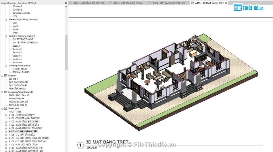 mẫu biệt thự 2 tầng revit,thiết kế biệt thự 2 tầng revit,bản vẽ biệt thự 2 tầng revit,biệt thự 2 tầng revit