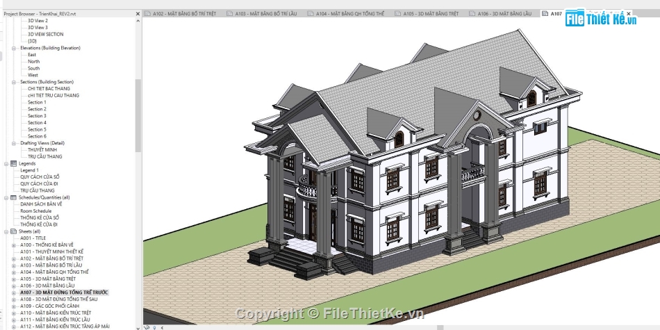 mẫu biệt thự 2 tầng revit,thiết kế biệt thự 2 tầng revit,bản vẽ biệt thự 2 tầng revit,biệt thự 2 tầng revit