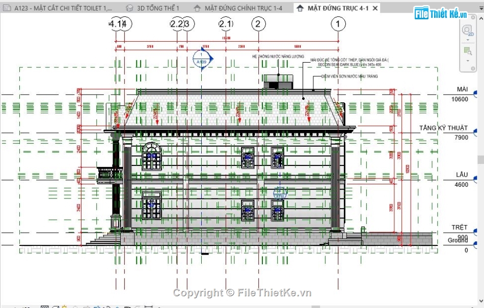 file revit biệt thự 2 tầng,file revit biệt thự,revit biệt thự 2 tầng,bản vẽ revit biệt thự 2 tầng