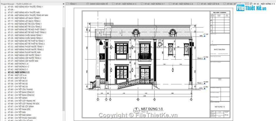 bản vẽ revit biệt thự 2 tầng,file revit biệt thự 2 tầng tân cổ điển,file revit biệt thự 2 tầng,bản vẽ revit biệt thự