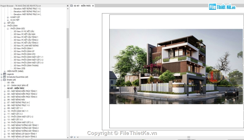 Bản vẽ revit biệt thự 3 tầng,Revit biệt thự 3 tầng,File revit biệt thự 3 tầng,biệt thự 3 tầng revit,Bản vẽ revit biệt thự