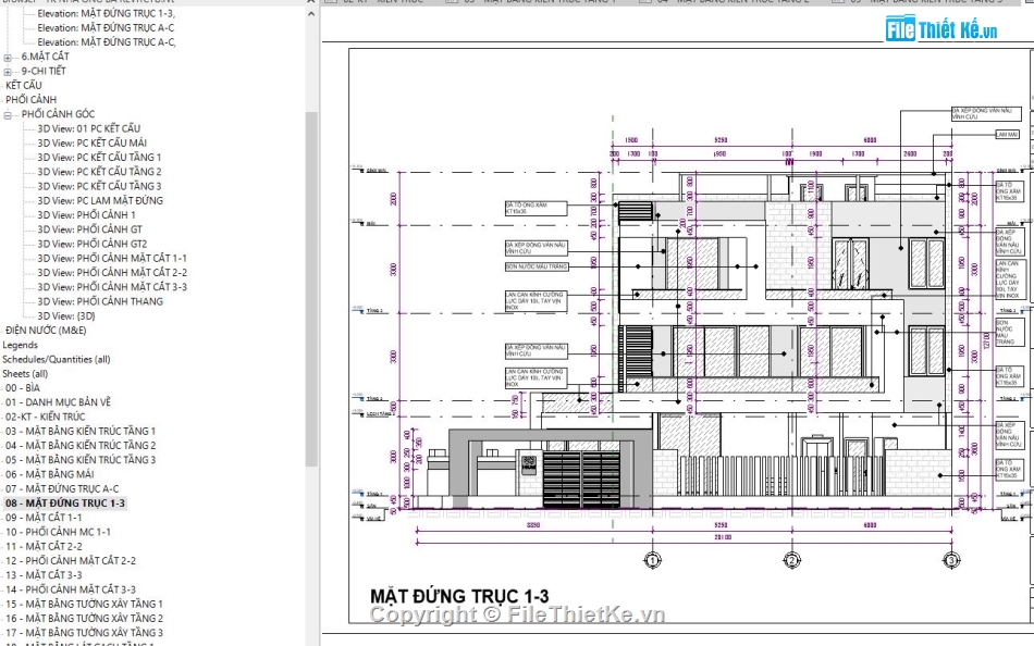 Bản vẽ revit biệt thự 3 tầng,Revit biệt thự 3 tầng,File revit biệt thự 3 tầng,biệt thự 3 tầng revit,Bản vẽ revit biệt thự