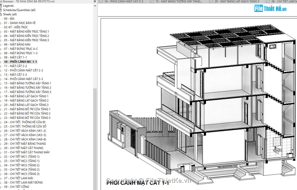 Bản vẽ revit biệt thự 3 tầng,Revit biệt thự 3 tầng,File revit biệt thự 3 tầng,biệt thự 3 tầng revit,Bản vẽ revit biệt thự