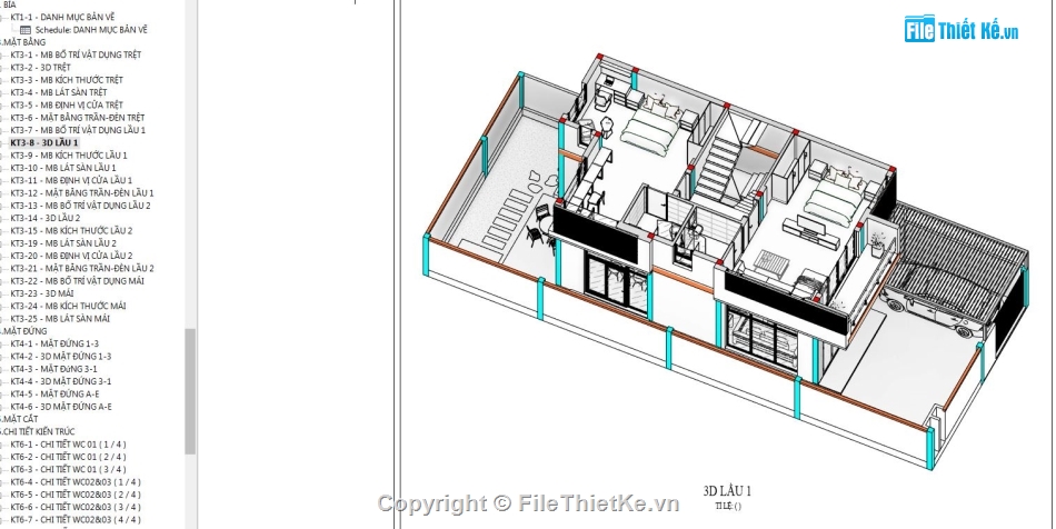 bản vẽ revit biệt thự,file revit biệt thự,revit biệt thự 3 tầng,bản vẽ revit biệt thự 3 tầng