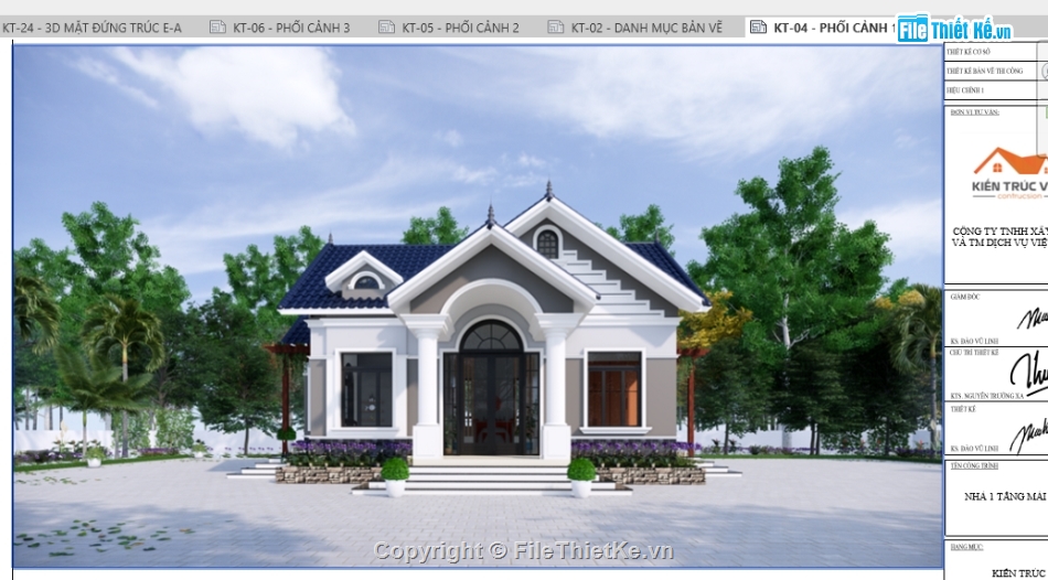 Revit biệt thự mái thái,file revit biệt thự mái thái,Bản vẽ revit biệt thự mái thái,biệt thự mái thái 14.84x15.8m,bản vẽ revit biệt thự 1 tầng