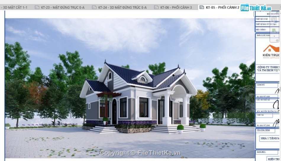 Revit biệt thự mái thái,file revit biệt thự mái thái,Bản vẽ revit biệt thự mái thái,biệt thự mái thái 14.84x15.8m,bản vẽ revit biệt thự 1 tầng