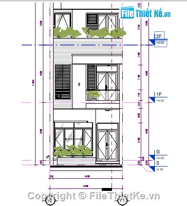 revit nhà văn phòng,revit văn phòng 3 tầng,File revit nhà phố 3 tầng,Nhà phố 3 tầng 5x25m,bản vẽ nhà phố 3 tầng revit