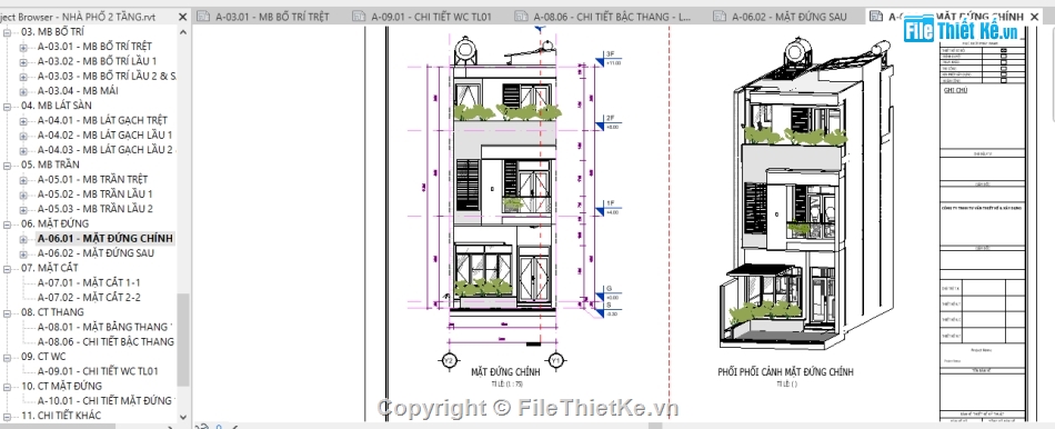 revit nhà văn phòng,revit văn phòng 3 tầng,File revit nhà phố 3 tầng,Nhà phố 3 tầng 5x25m,bản vẽ nhà phố 3 tầng revit