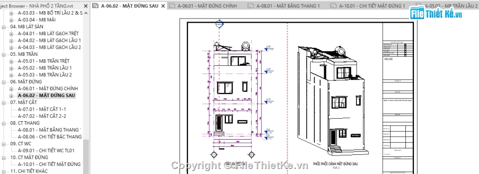 revit nhà văn phòng,revit văn phòng 3 tầng,File revit nhà phố 3 tầng,Nhà phố 3 tầng 5x25m,bản vẽ nhà phố 3 tầng revit