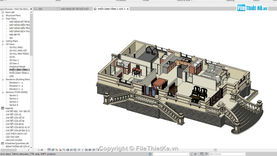 file revit biệt thự 1 tầng,bản vẽ revit biệt thự 1 tầng,revit biệt thự 1 tầng,file revit biệt thự mái thái,revit biệt thự tân cổ điển,Revit biệt thự 8.45x14.75m