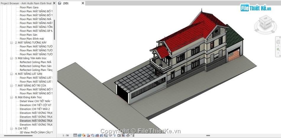 bản vẽ revit 2 tầng mái thái,hồ sơ biệt thự 2 tầng mái thái,Biệt thự 2 tầng mái Thái,Revit biệt thự 2 tầng mái Thái,File revit biệt thự 2 tầng 6x20m