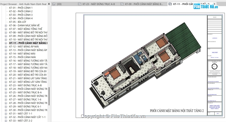 bản vẽ revit 2 tầng mái thái,hồ sơ biệt thự 2 tầng mái thái,Biệt thự 2 tầng mái Thái,Revit biệt thự 2 tầng mái Thái,File revit biệt thự 2 tầng 6x20m