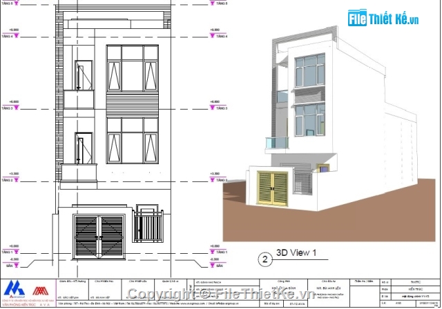 bản vẽ revit,kiến trúc nhà 5 tầng,bản vẽ nhà 5 tầng,2 tầng hầm và 3 tầng nổi