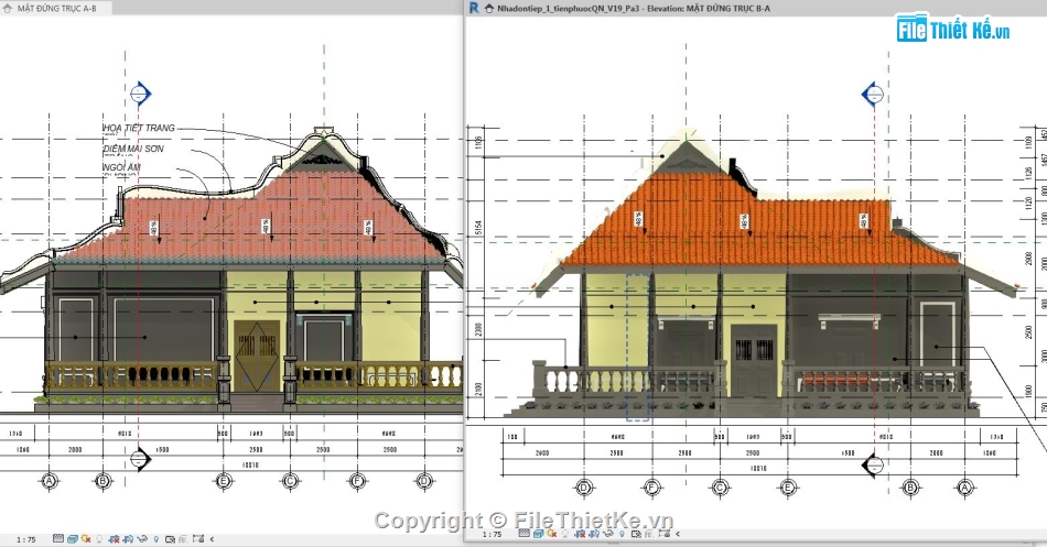 File revit Nhà đón tiếp,Revit Nhà đón tiếp di tích lịch sử,Mẫu revit nhà đón tiếp,Bản vẽ revit khu nhà đón tiếp,Revit nhà đón tiếp 14x22.4m