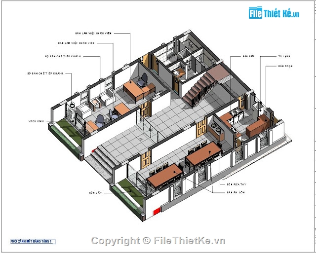 revit nhà văn phòng,nhà làm việc,bản vẽ nhà làm việc,khu chế biến Than