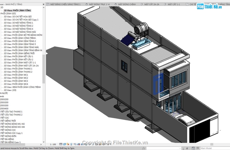 Bản vẽ Revit nhà phố 2 tầng,Revit nhà phố 2 tầng,File revit nhà phố 2 tầng,nhà phố 2 tầng revit,Bản vẽ revit nhà phố,Nhà phố 2 tầng 5x23m