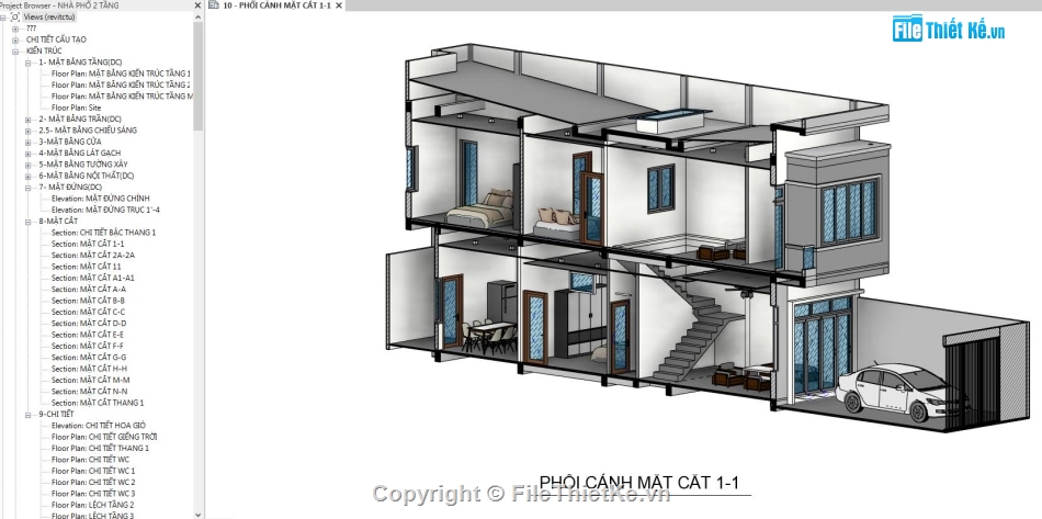 Bản vẽ Revit nhà phố 2 tầng,Revit nhà phố 2 tầng,File revit nhà phố 2 tầng,nhà phố 2 tầng revit,Bản vẽ revit nhà phố,Nhà phố 2 tầng 5x23m