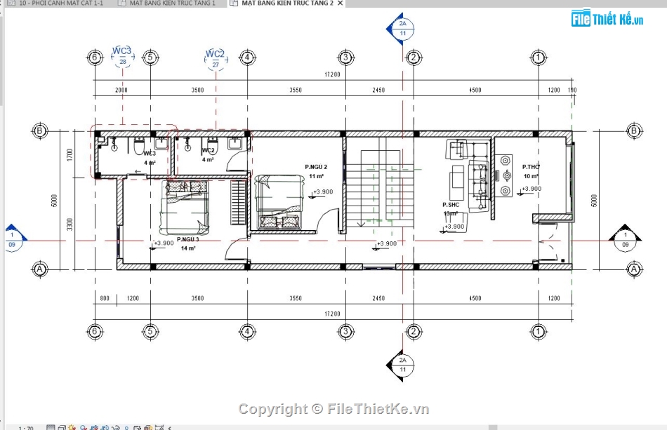 Bản vẽ Revit nhà phố 2 tầng,Revit nhà phố 2 tầng,File revit nhà phố 2 tầng,nhà phố 2 tầng revit,Bản vẽ revit nhà phố,Nhà phố 2 tầng 5x23m